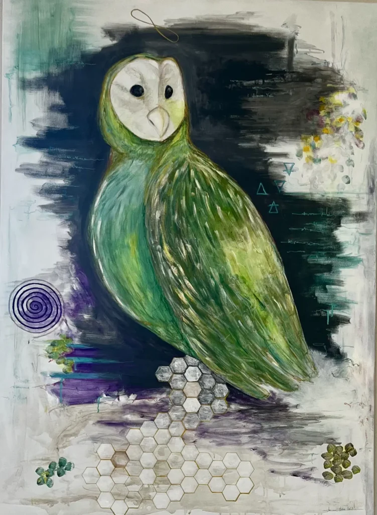 Maleri af en papegøjeugle