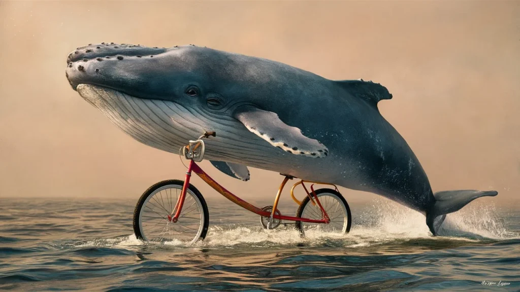 En AI hval på en cykel