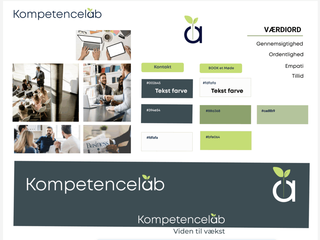Moodboard til brug på hjemmesiden.